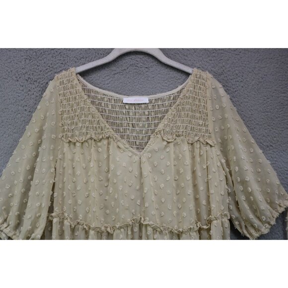 Ces Femme Swiss Dot Tiered Sheer Dress-Lined-Size Large-Cottagecore-BOHO - Picture 6 of 11